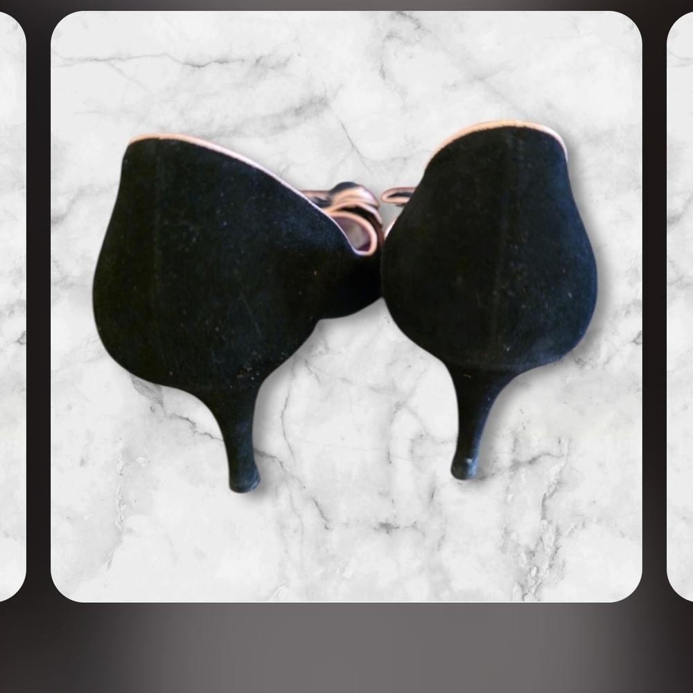 Bettye Muller Black Heels with Ruffle Accent - Picture 5 of 6